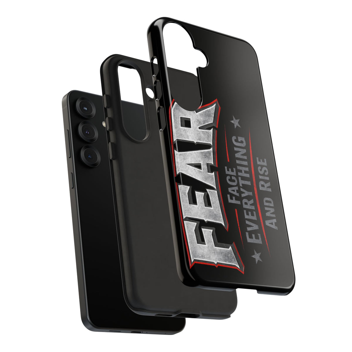 Fear Face Everything and Rise phone case by Printify, featuring a bold design with motivational text on a sleek surface.