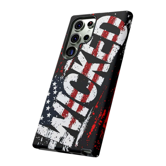 Distressed American flag phone case with "VETERAN" graphic by Printify, showcasing rugged patriotic design.