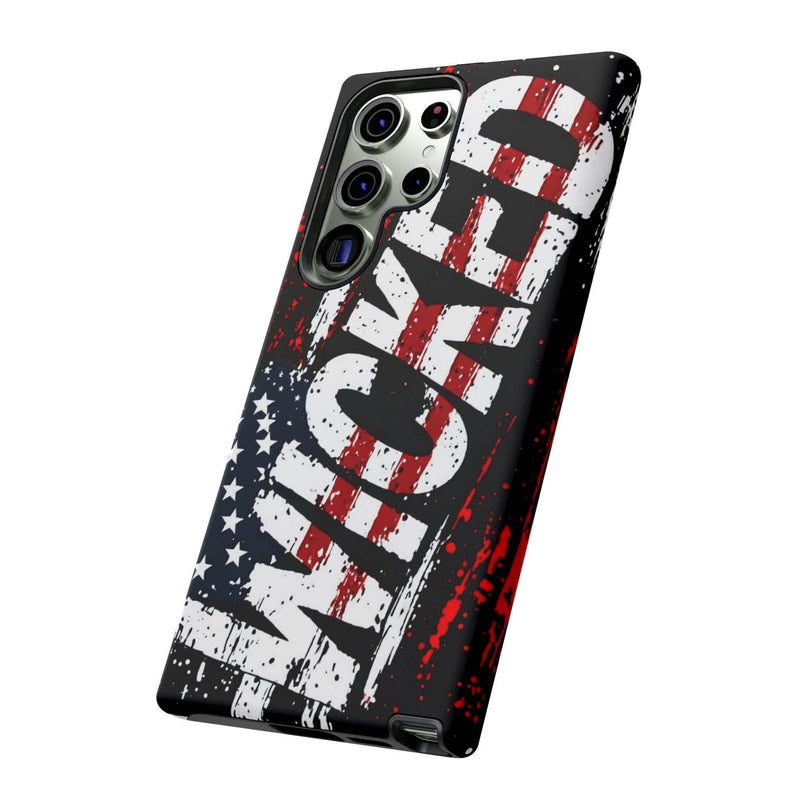 Distressed American flag phone case with "VETERAN" graphic by Printify, showcasing rugged patriotic design.