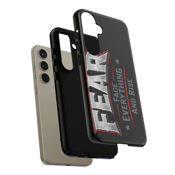 Fear Face Everything and Rise phone case by Printify, featuring a bold graphic design on a sleek protective cover.