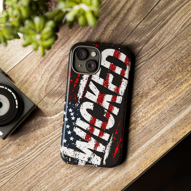 Distressed American flag phone case featuring "VETERAN" graphic by Printify for rugged patriotic protection.