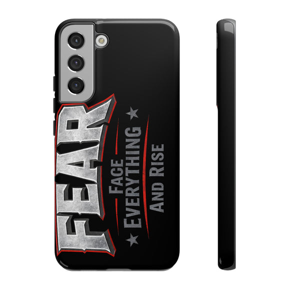 Fear Face Everything and Rise Phone Case by Printify featuring a bold design and durable protection for smartphones.