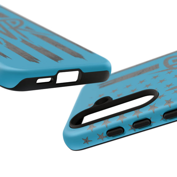 Patriotic blue 'WR' flag tough phone case by Printify, showcasing a durable design with vibrant flag graphics.