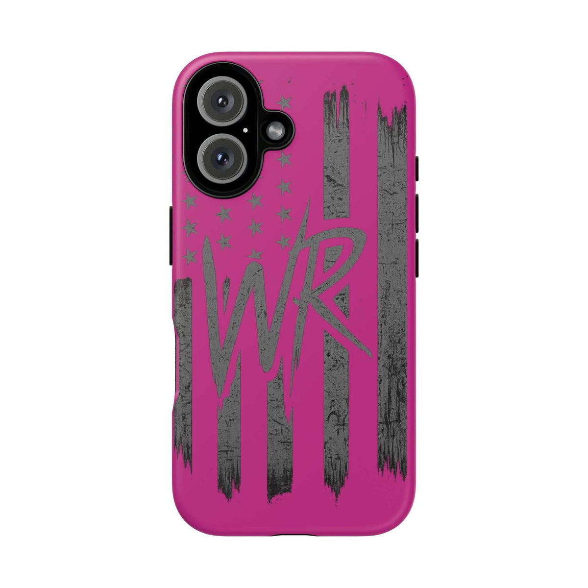 Pink 'WR' Flag Tough Phone Case by Printify, featuring a durable design and vibrant flag graphics for protection.
