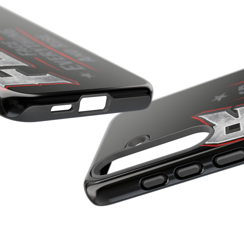 Fear Face Everything and Rise Phone Case by Printify with a bold graphic design on a sleek protective cover.