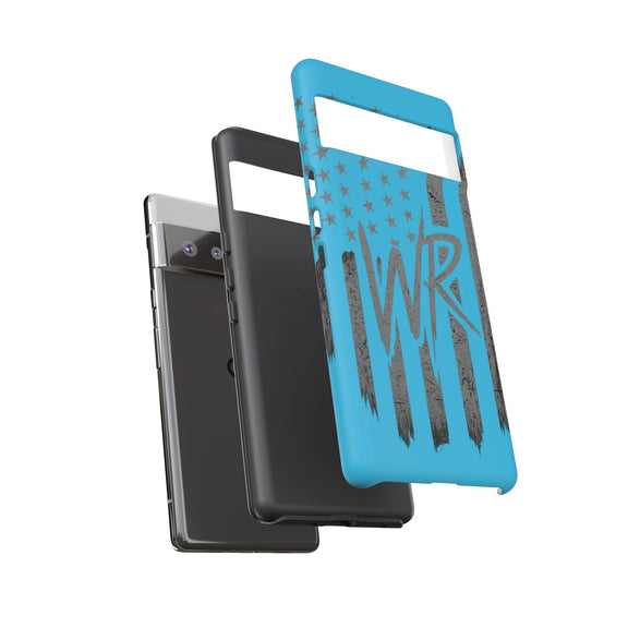 Patriotic blue 'WR' flag tough phone case by Printify, featuring durable protection and vibrant flag design.