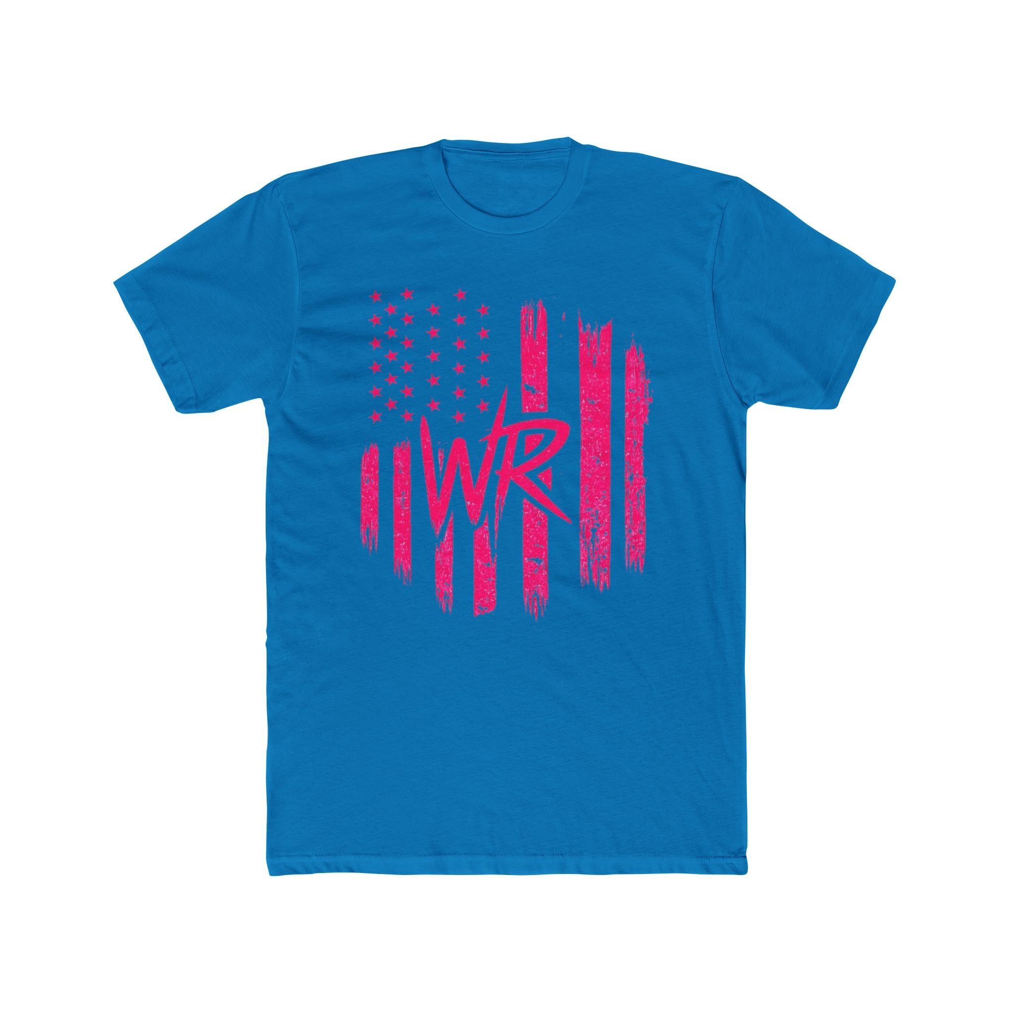 Pink Brushstroke American Flag T‑Shirt  W.R. Monogram Patriotic Tee