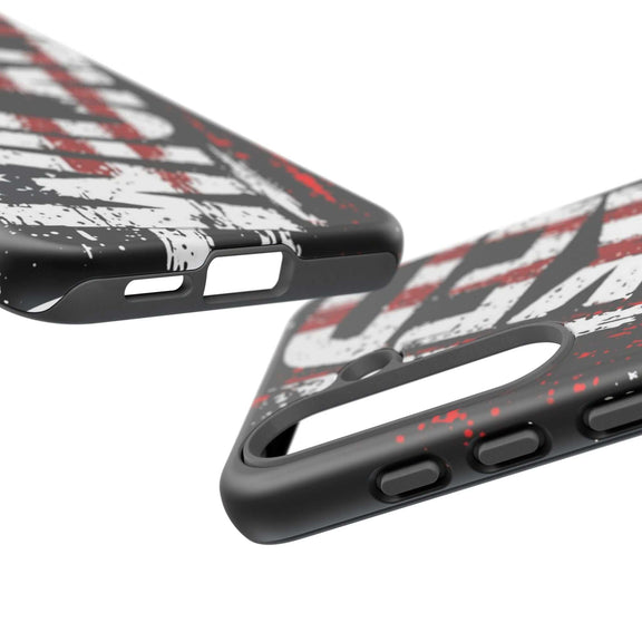 Distressed American flag phone case featuring "VETERAN" graphic by Printify, showcasing rugged patriotic design.