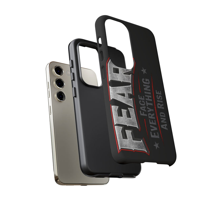 Fear Face Everything and Rise Phone Case by Printify featuring a bold graphic design on a sleek phone case.
