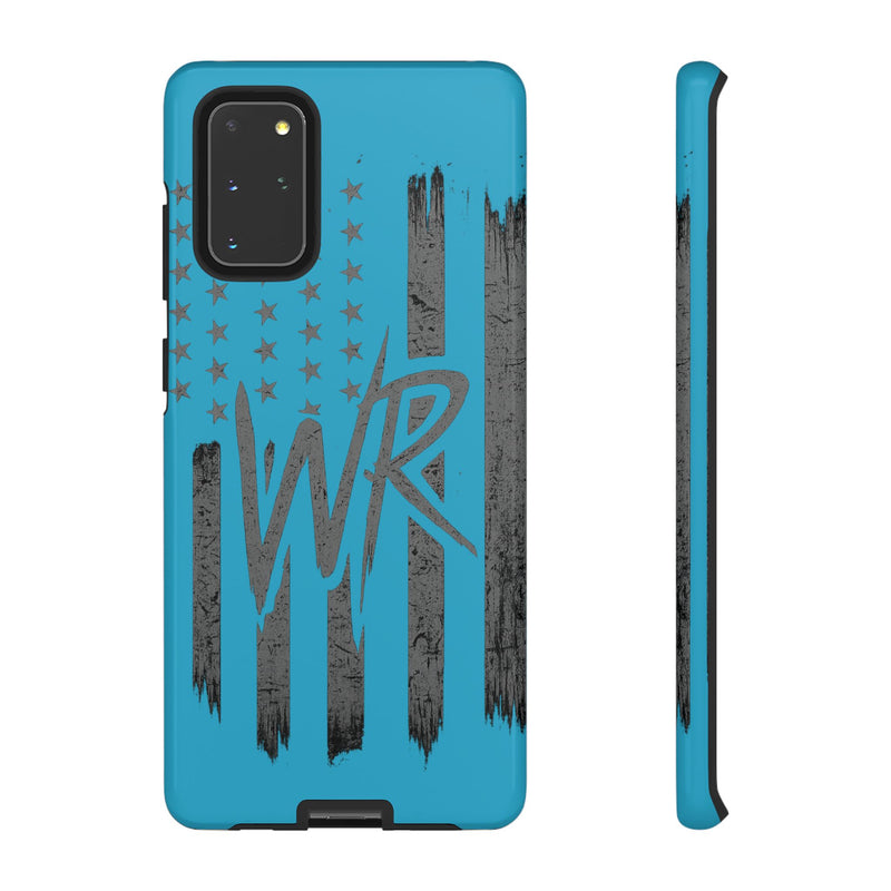 Patriotic blue 'WR' flag tough phone case by Printify, showcasing a durable design with vibrant flag graphics.