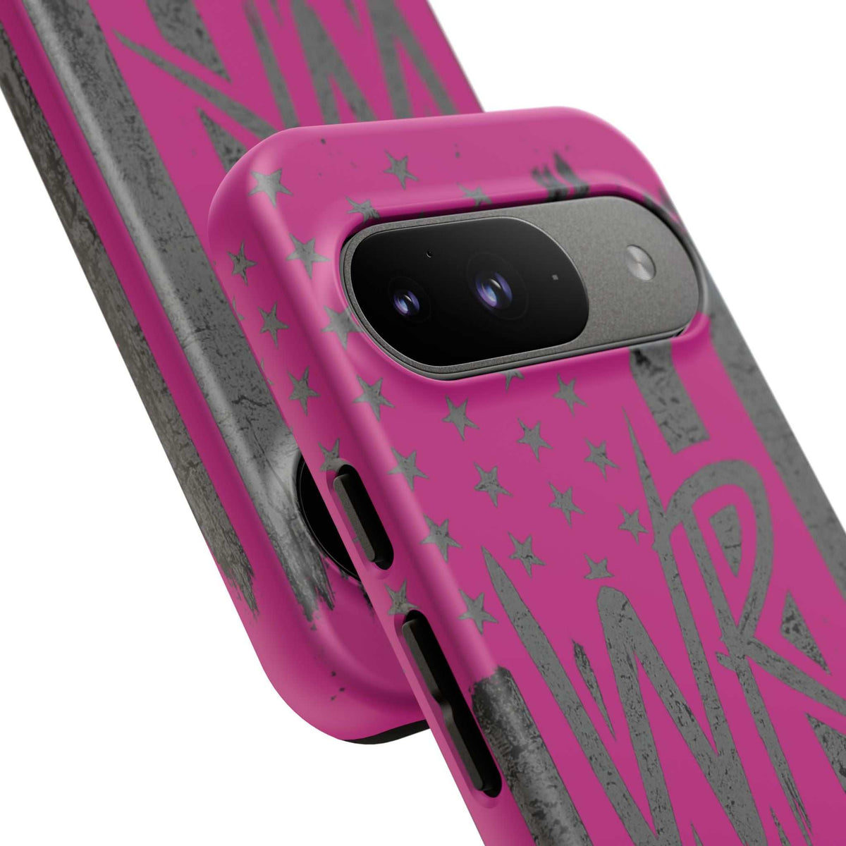 Pink 'WR' Flag Tough Phone Case by Printify, featuring a durable design and vibrant flag graphic on a sleek surface.