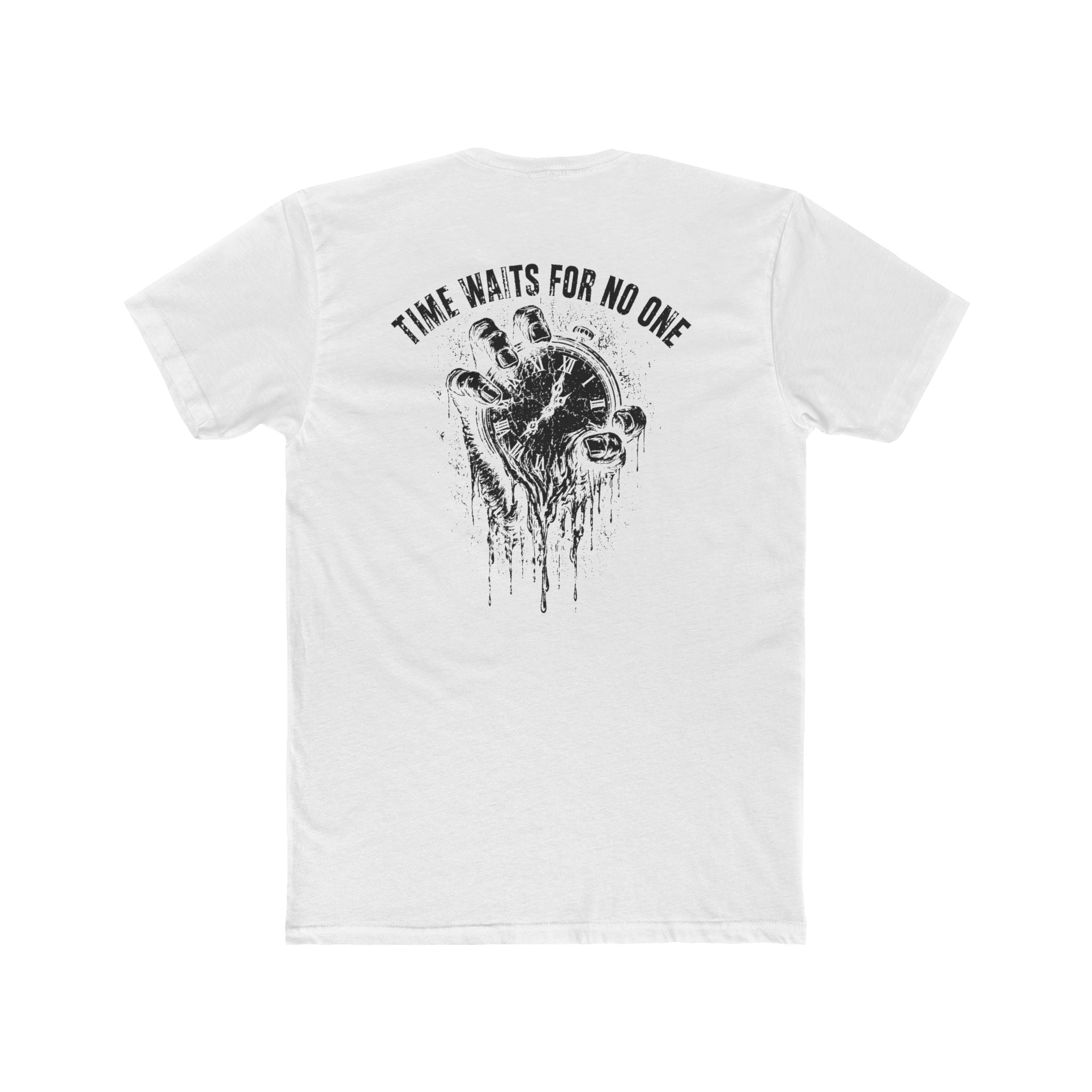 Time Waits For No One Tee — Skull & Clock Graphic Cotton T‑Shirt