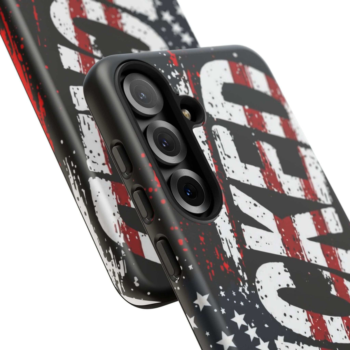 Distressed American flag phone case featuring "VETERAN" graphic by Printify, showcasing rugged patriotic design.