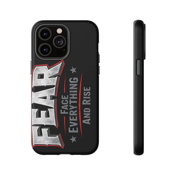 Fear Face Everything and Rise Phone Case by Printify, featuring a bold design with motivational text on a sleek case.