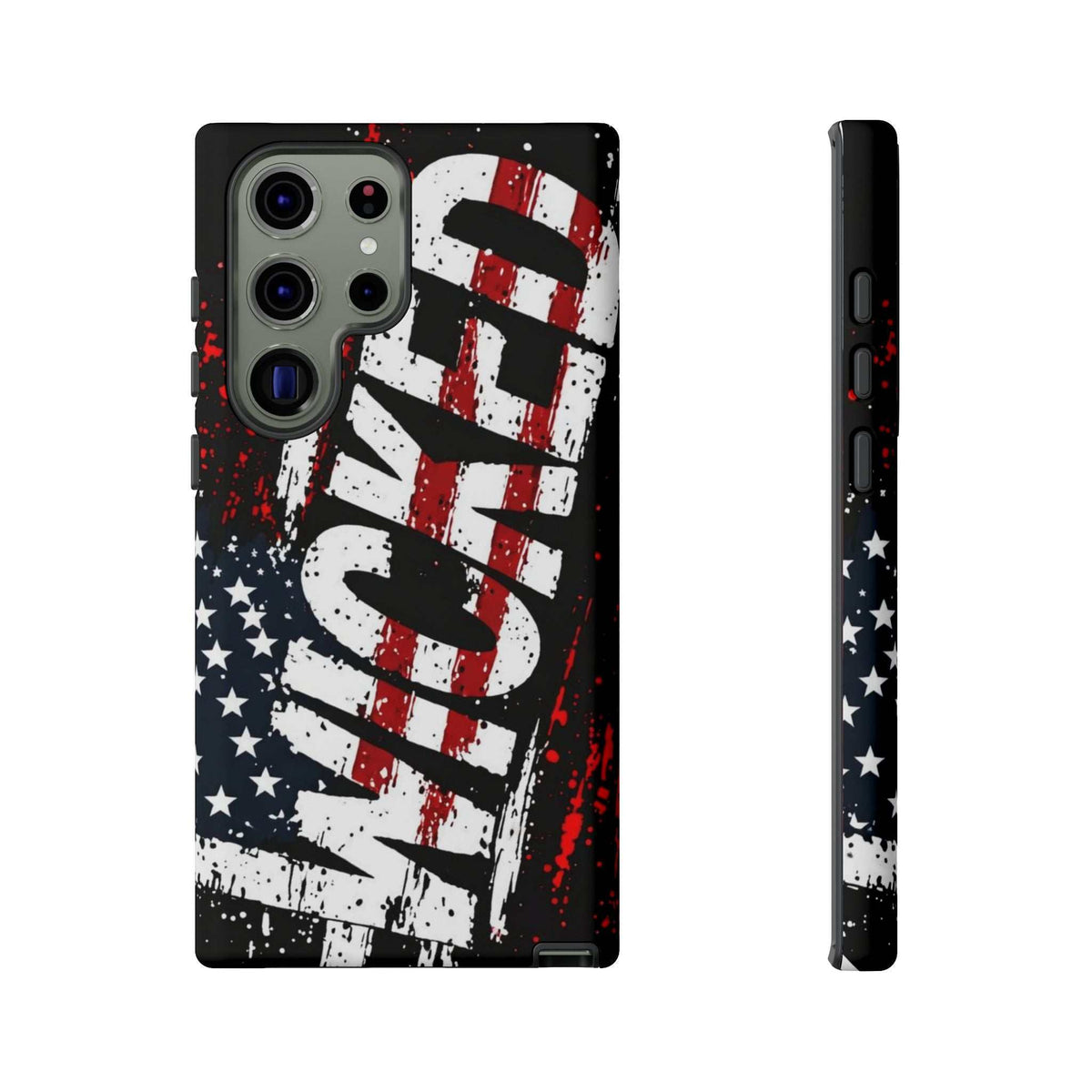 Distressed American flag phone case with "VETERAN" graphic by Printify, showcasing rugged patriotic design and protection.