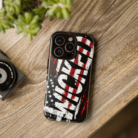 Distressed American flag phone case with "VETERAN" graphic, rugged design by Printify for protective style.