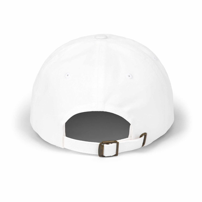 Distressed American flag baseball hat by Printify, featuring a classic dad cap design and adjustable strap.