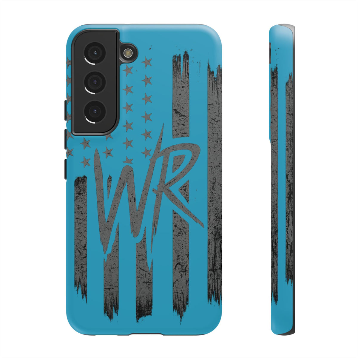 Patriotic blue 'WR' flag tough phone case by Printify, showcasing a durable design with vibrant flag graphics.