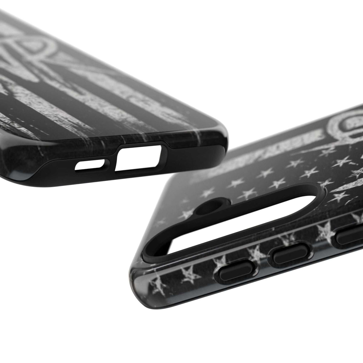 Distressed American flag phone case featuring a WR monogram by Printify, designed for tough protection.
