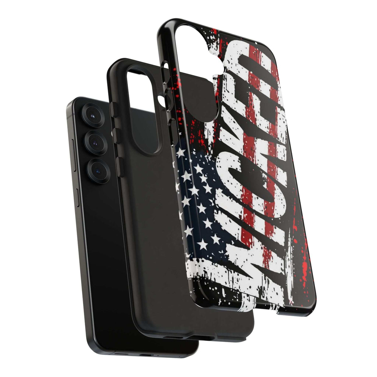 Distressed American flag phone case featuring "VETERAN" graphic by Printify, showcasing rugged patriotic design.