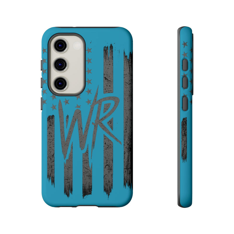Patriotic blue 'WR' flag tough phone case by Printify, featuring a durable design with vibrant flag graphics.