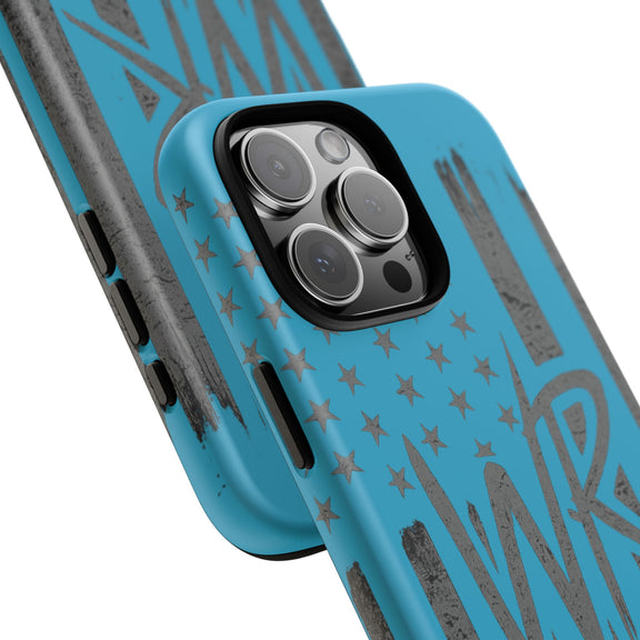 Patriotic blue 'WR' flag tough phone case by Printify, showcasing a durable design and vibrant flag pattern.