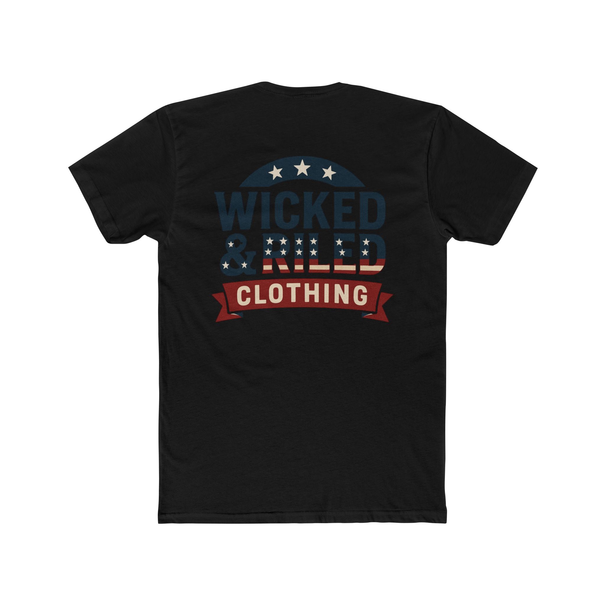 Wicked & Riled Clothing Tee Patriotic Vintage Logo Crewneck