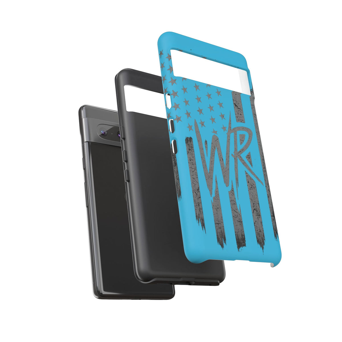 Patriotic blue 'WR' flag tough phone case by Printify with durable design and vibrant flag graphics.
