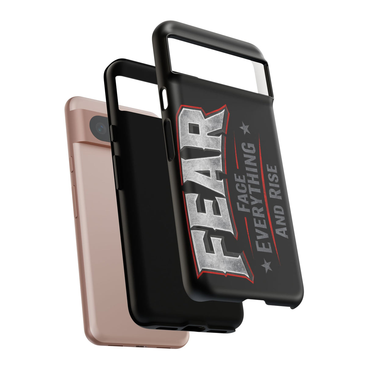 Fear Face Everything and Rise Phone Case by Printify, featuring a motivational design on a sleek protective case.