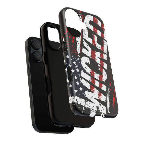 Distressed American Flag phone case with "VETERAN" graphic by Printify, showcasing rugged patriotic design.