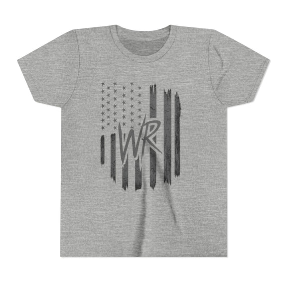 Youth Tee  Distressed American Flag with WR Monogram - Wicked & Riled Clothing
