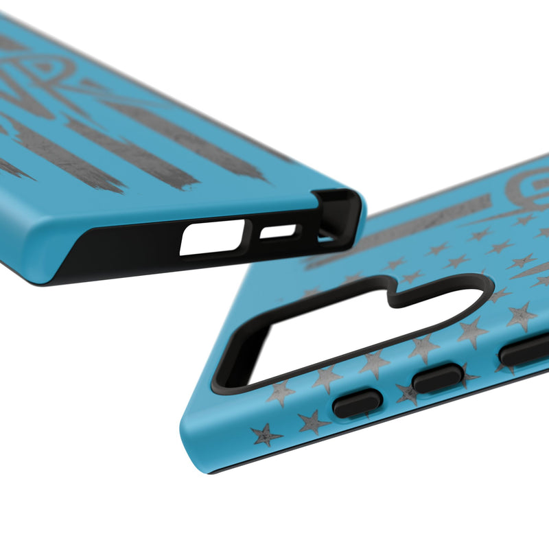 Patriotic blue 'WR' flag tough phone case by Printify, showcasing a durable design with vibrant flag graphics.