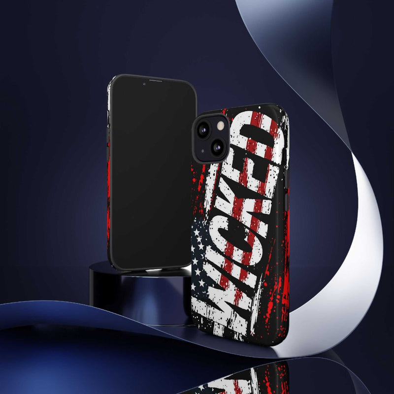 Distressed American flag phone case featuring "VETERAN" graphic by Printify, offering rugged patriotic protection.