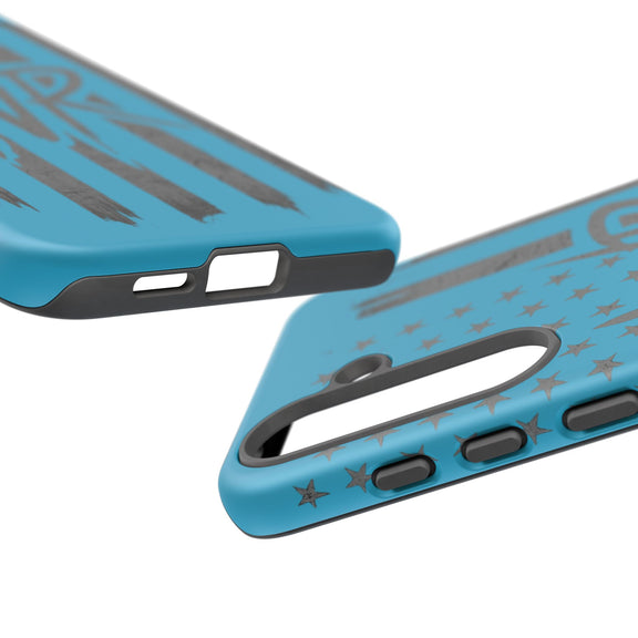 Patriotic blue 'WR' flag tough phone case by Printify, showcasing a vibrant flag design with durable protection features.