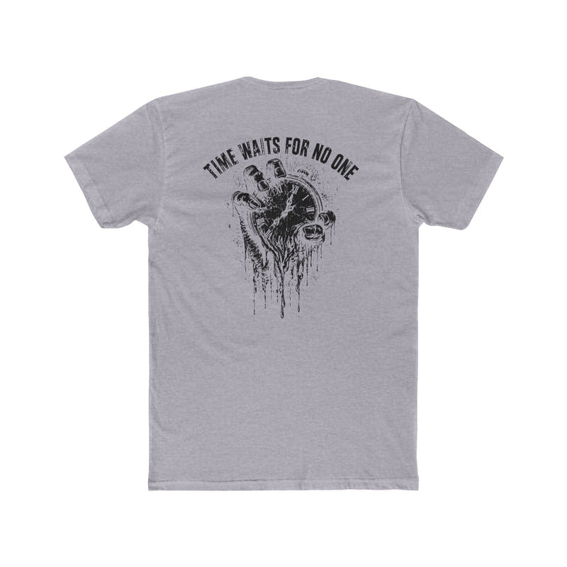 Time Waits For No One Tee — Skull & Clock Graphic Cotton T‑Shirt
