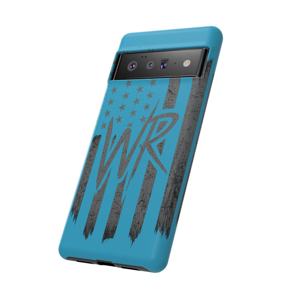 Patriotic blue 'WR' flag tough phone case by Printify, featuring a durable design and vibrant flag print.