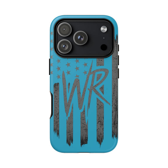 Patriotic blue 'WR' flag tough phone case by Printify, featuring a durable design and vibrant flag pattern.