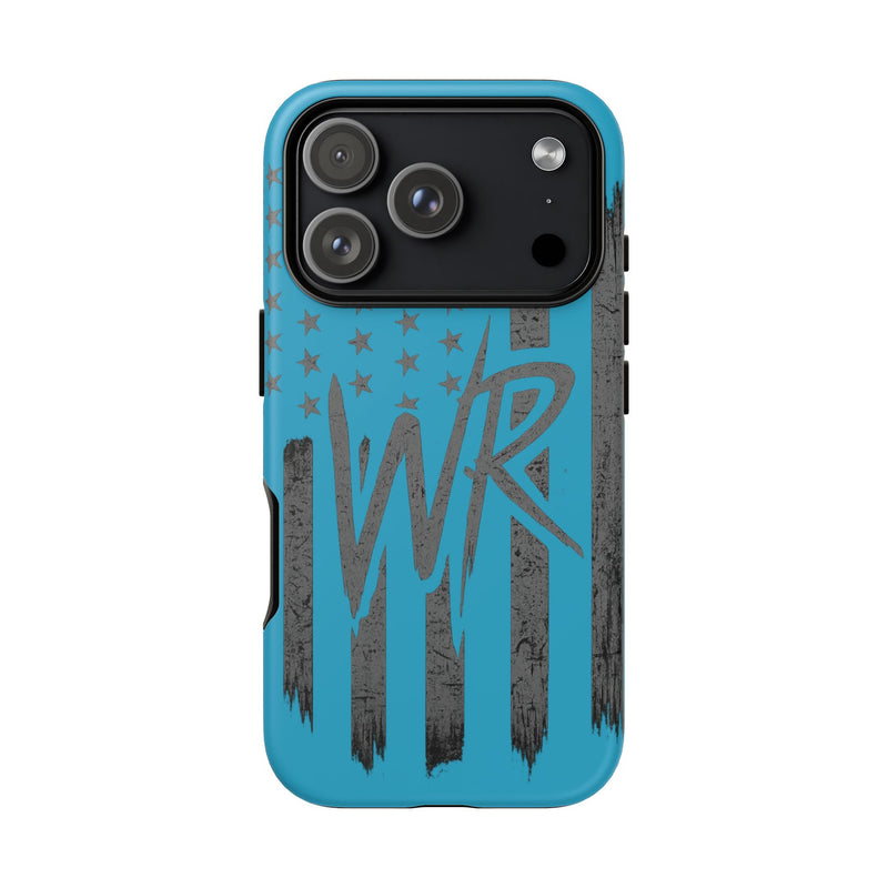 Patriotic blue 'WR' flag tough phone case by Printify, featuring a durable design and vibrant flag pattern.