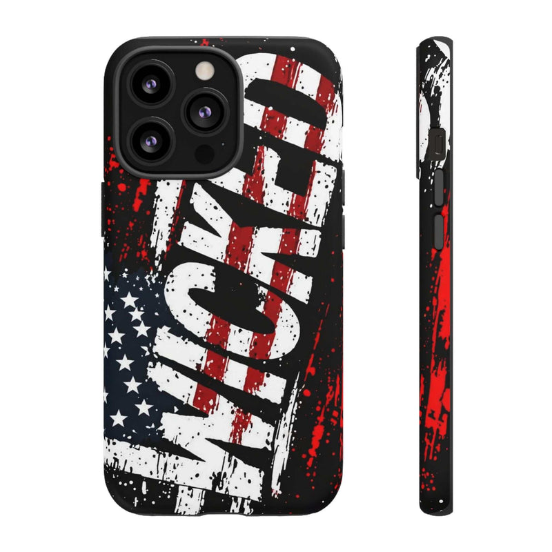 Distressed American flag phone case featuring "VETERAN" graphic, rugged design by Printify for durable protection.