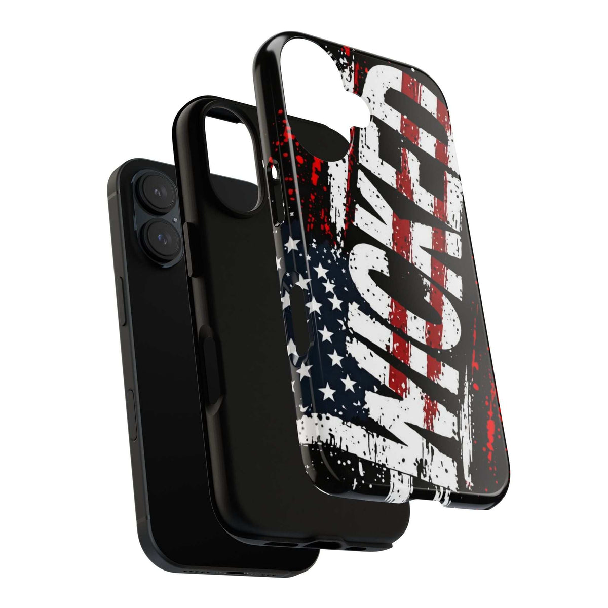 Distressed American Flag phone case by Printify featuring a "VETERAN" graphic for rugged patriotic protection.