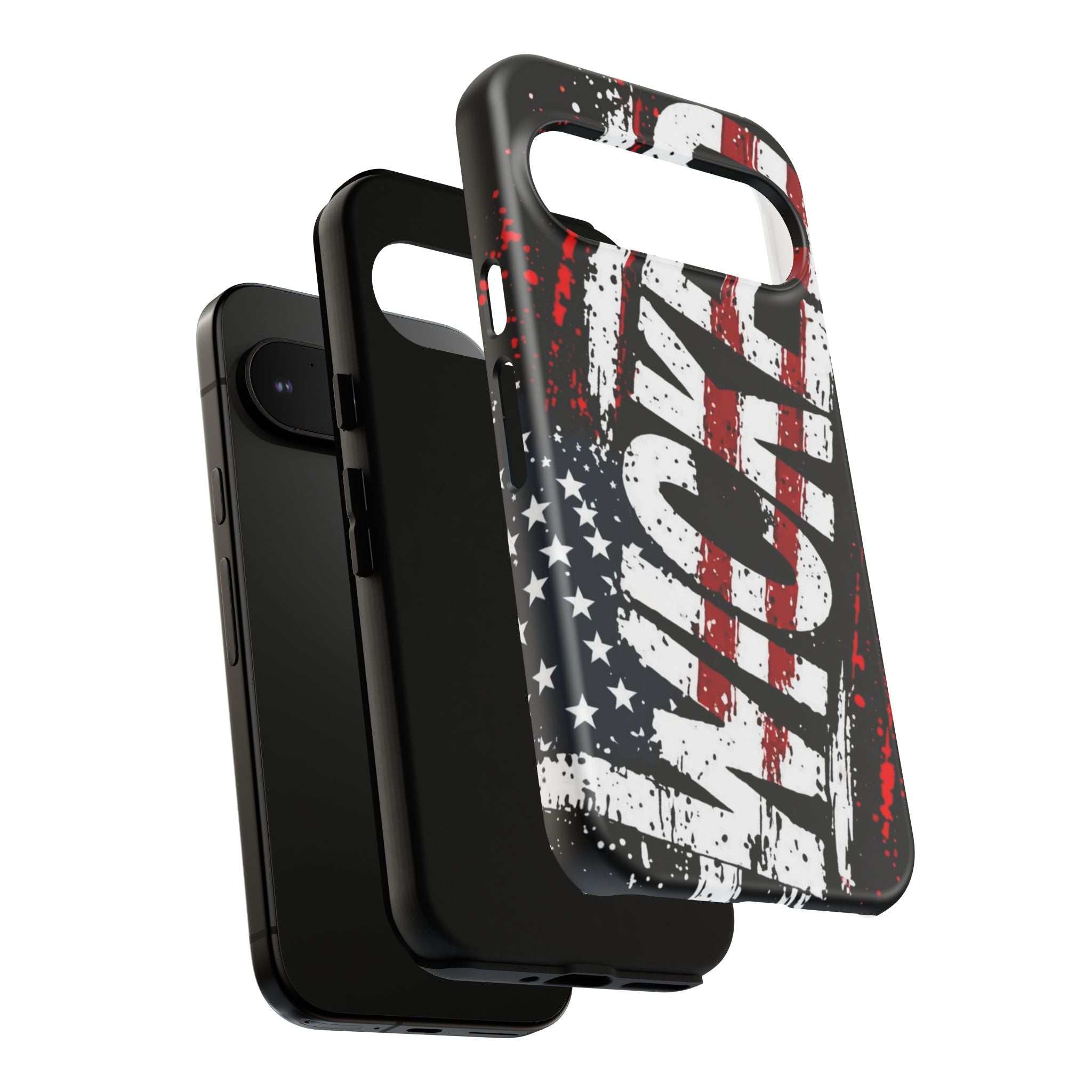 Distressed American flag phone case featuring "VETERAN" graphic by Printify, showcasing rugged patriotic design.