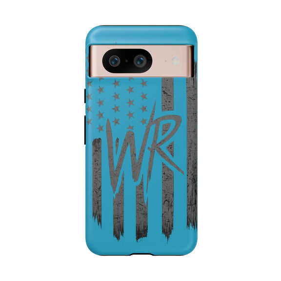 Patriotic blue 'WR' flag tough phone case by Printify, featuring a durable design with vibrant flag graphics.
