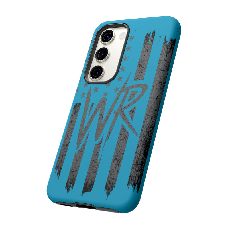 Patriotic blue 'WR' flag tough phone case by Printify with a durable design and vibrant colors.