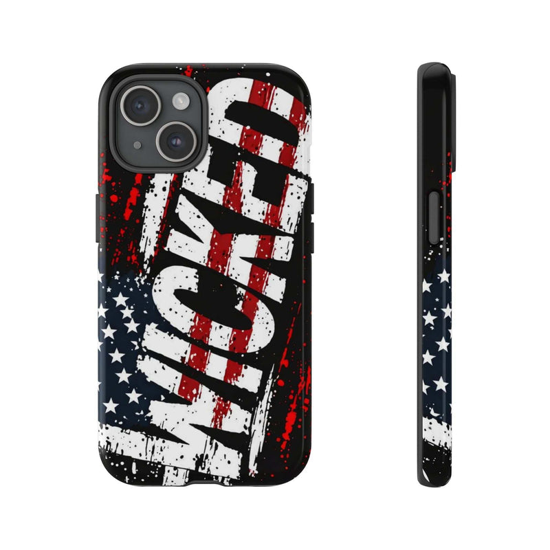 Distressed American flag phone case with "VETERAN" graphic by Printify, showcasing rugged patriotic design and protection.