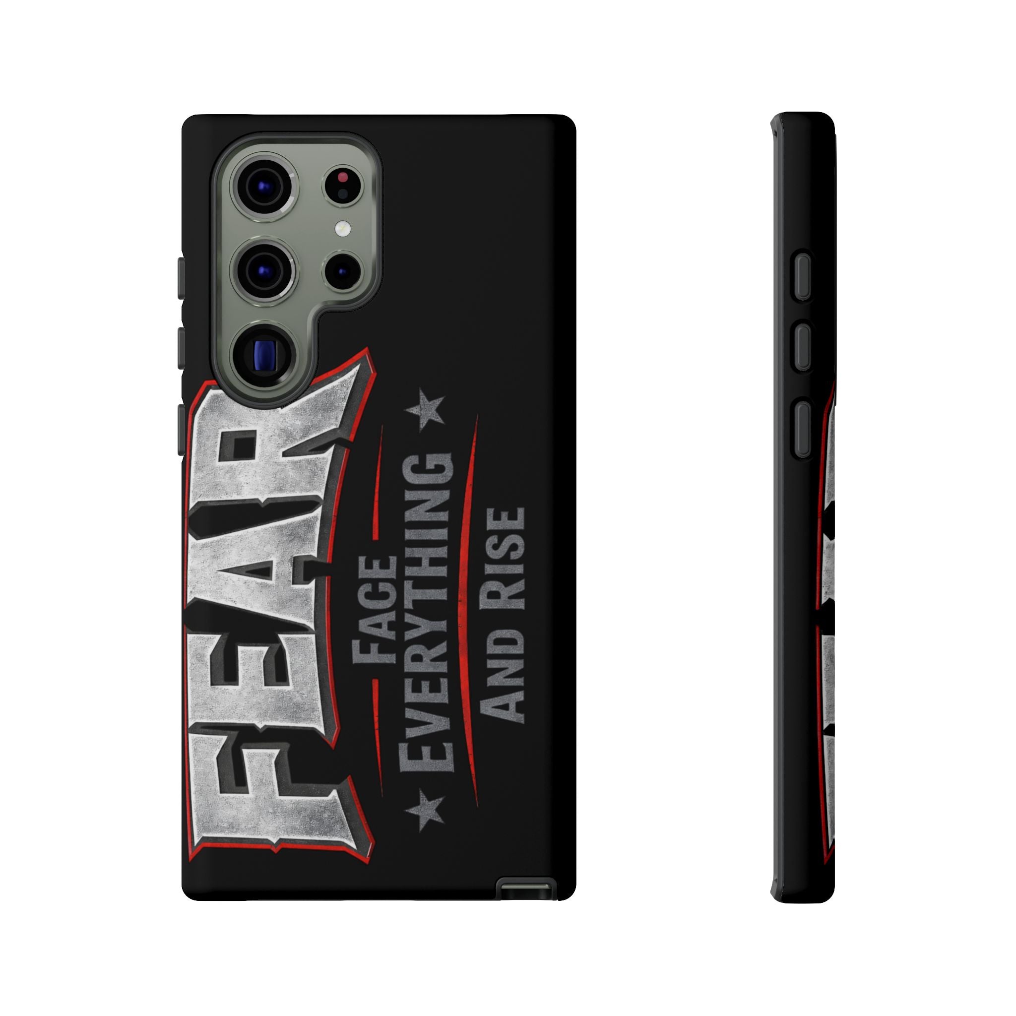 Fear Face Everything and Rise Phone Case by Printify, featuring a motivational design on a sleek phone case.