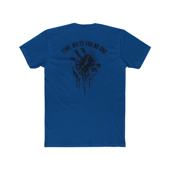 Time Waits For No One Tee — Skull & Clock Graphic Cotton T‑Shirt