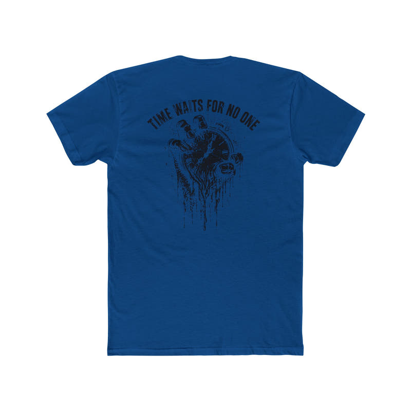 Time Waits For No One Tee — Skull & Clock Graphic Cotton T‑Shirt