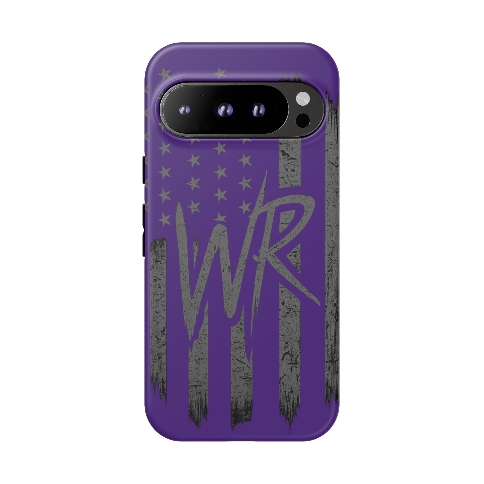 Purple 'WR' Flag Tough Phone Case by Printify, featuring a durable design and vibrant flag graphic.