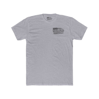 Wicked & Riled bold graphic tee by Printify, featuring a simple flag design on a black t-shirt.