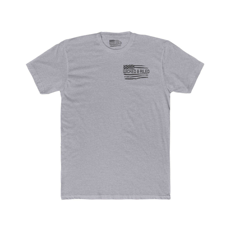 Wicked & Riled bold graphic tee by Printify, featuring a simple flag design on a black t-shirt.